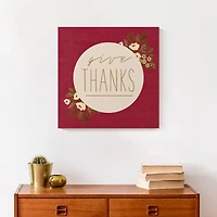 Give Thanks Circle Floral Canvas Wall Art