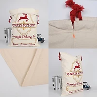 Personality Case™ 19" x 26" Reindeer Post Cotton Christmas Drawstring Bag