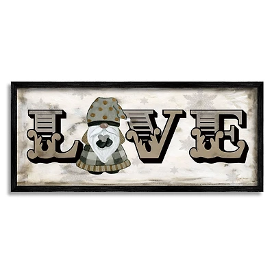 Stupell Industries Holiday Patterned Love Gnome Framed Giclee Art