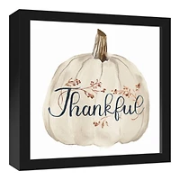 Thankful White Pumpkin Canvas Wall Art with Black Frame
