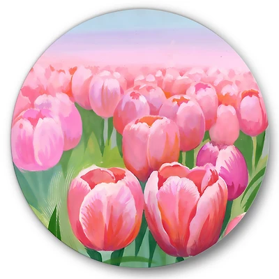 Designart - Field of Pink Tulips