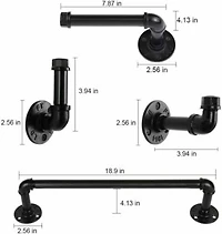 Black 4-Piece Wall Mounted Industrial Pipe Bathroom Hardware Set