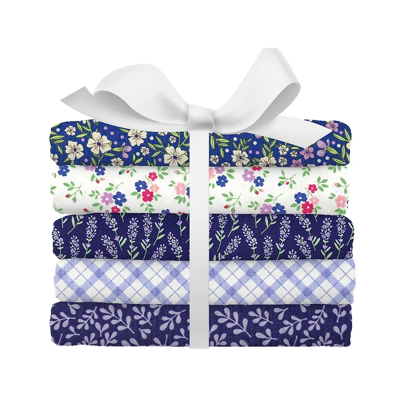SINGER Purple Floral Field 100% Cotton 5 Piece Bundle