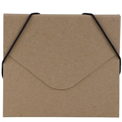 JAM Paper Natural Kraft CD Case Portfolio with Elastic Closure 5" x 5.625"