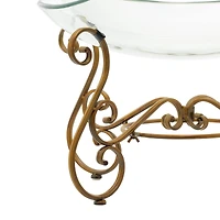 Brass Glass and Metal Traditional Serving Bowl, 14" x 21" x 16"