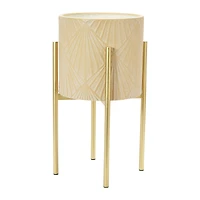 Hello Honey® Cream & Gold Boho Embossed Metal Planters with Stands Set