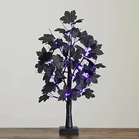 2ft. Pre-Lit Artificial Halloween Black Maple Tree with 24 Orange & Purple LED Lights