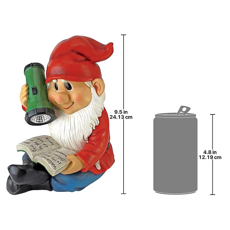 Design Toscano 9.5" Flashlight Freddie Solar Garden Gnome Statue