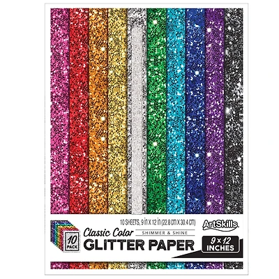 ArtSkills® 9" x 12" Classic Color Glitter Paper, 10 Sheets