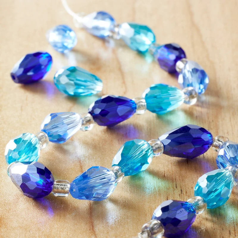 12 Pack: Teardrop Faceted Glass Beads, Aqua by Bead Landing™