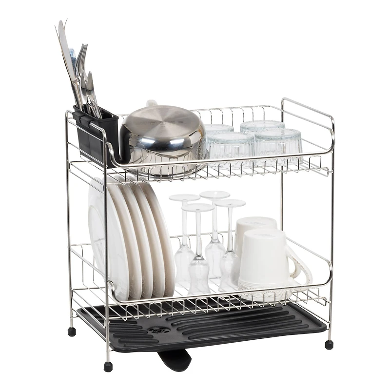 IRIS® 15.75" Stainless Steel 2-Tier Dish Rack