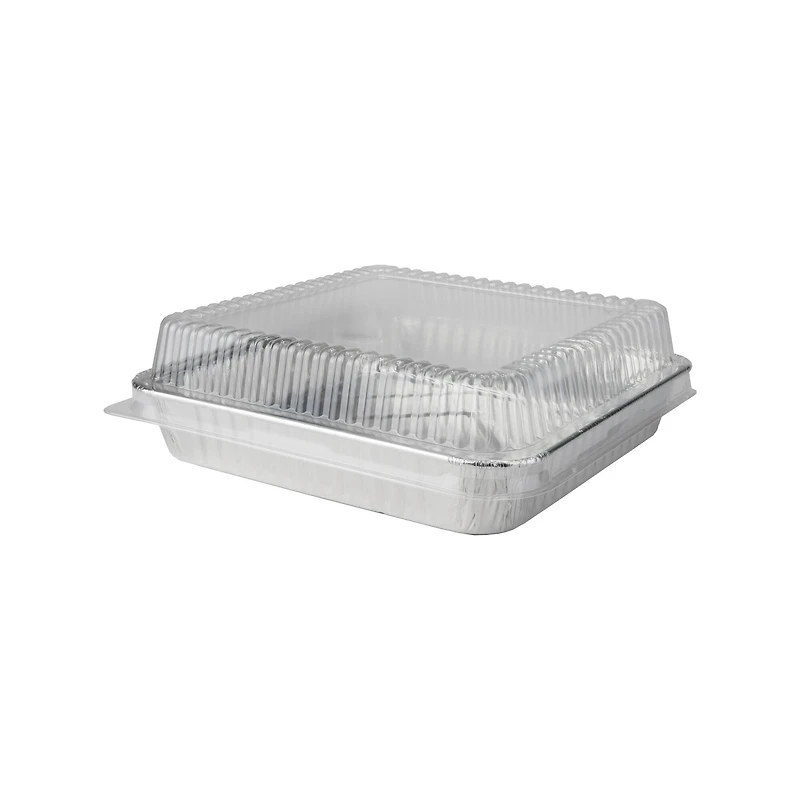 Silver Lining by Durable Packaging Foil Square Cake Pans with Lids, 3ct.