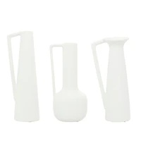 CosmoLiving by Cosmopolitan Set of 3 White Ceramic Modern Vase, 13", 12", 11"
