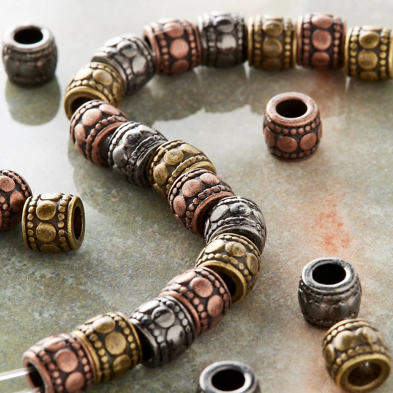 Carved Metal Drum Beads, 7mm by Bead Landing™