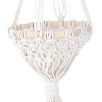 29.5" Natural White Macramé Hanging Cone Basket by Ashland®