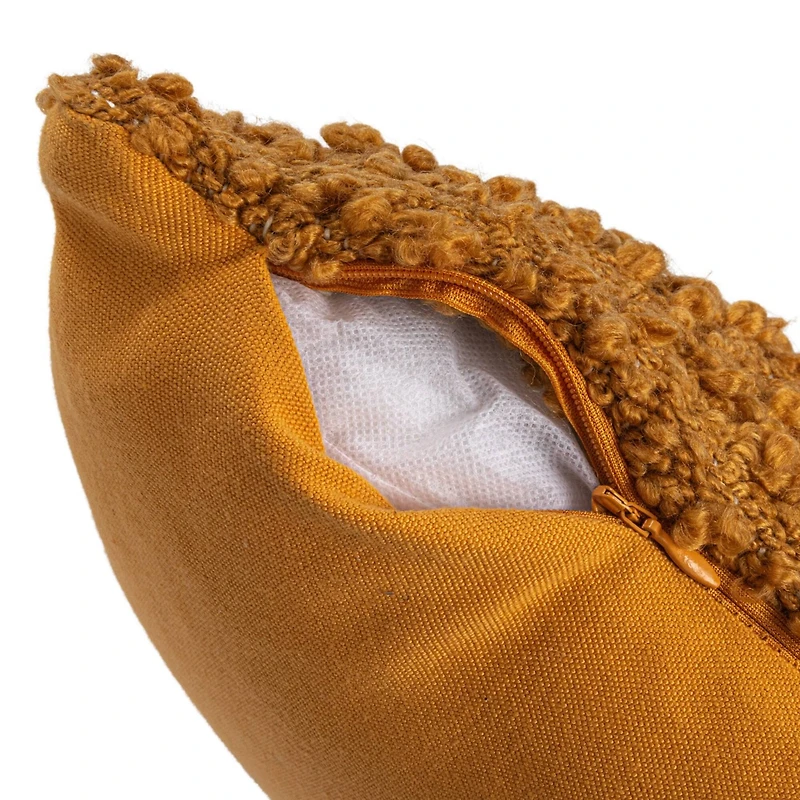 Hello Honey® 20" Mustard Hand-Woven Fabric Indoor/Outdoor Pillow