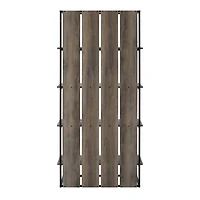 Walker Edison 64" Graywash & Black Metal Farmhouse Plank Back Bookshelf