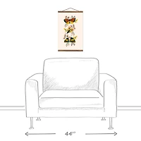 Floral Moths Teak Hanging Canvas Art
