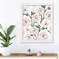 16" x 20" Farmhouse Floral Pattern White Framed Print Wall Art