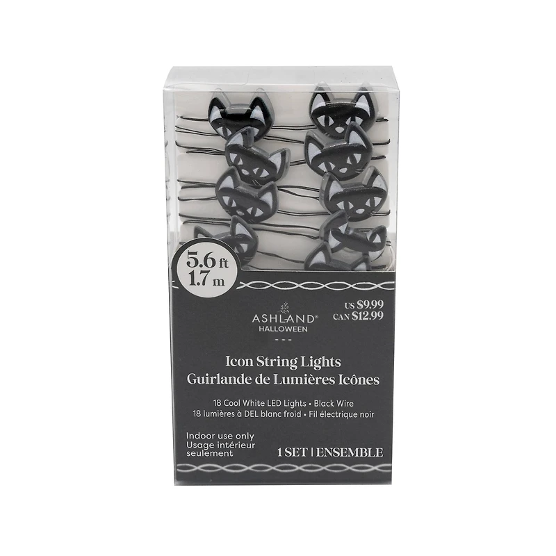 18ct. Black Cat Icon String Lights by Ashland®