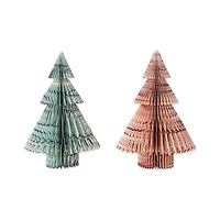 Hello Honey® 9" Orange & Blue Printed Paper Folding Honeycomb Tree Set with Berry Pattern