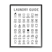 Stupell Industries Minimal Laundry Guide Cleaning Chart Helpful Symbols Framed Wall Art