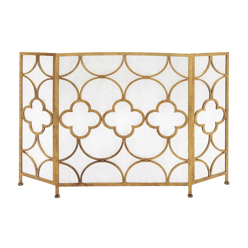 Gold Metal Contemporary Fireplace Screen, 35" x 50" x 1"
