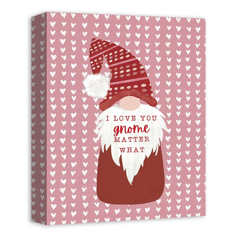 Cute Gnome On Hearts Canvas Wall Art