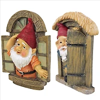 Design Toscano 9" Window & Door Garden Tree Gnomes Set