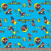 Nintendo® Mario Blue Retro Super Mario World Cotton Fabric