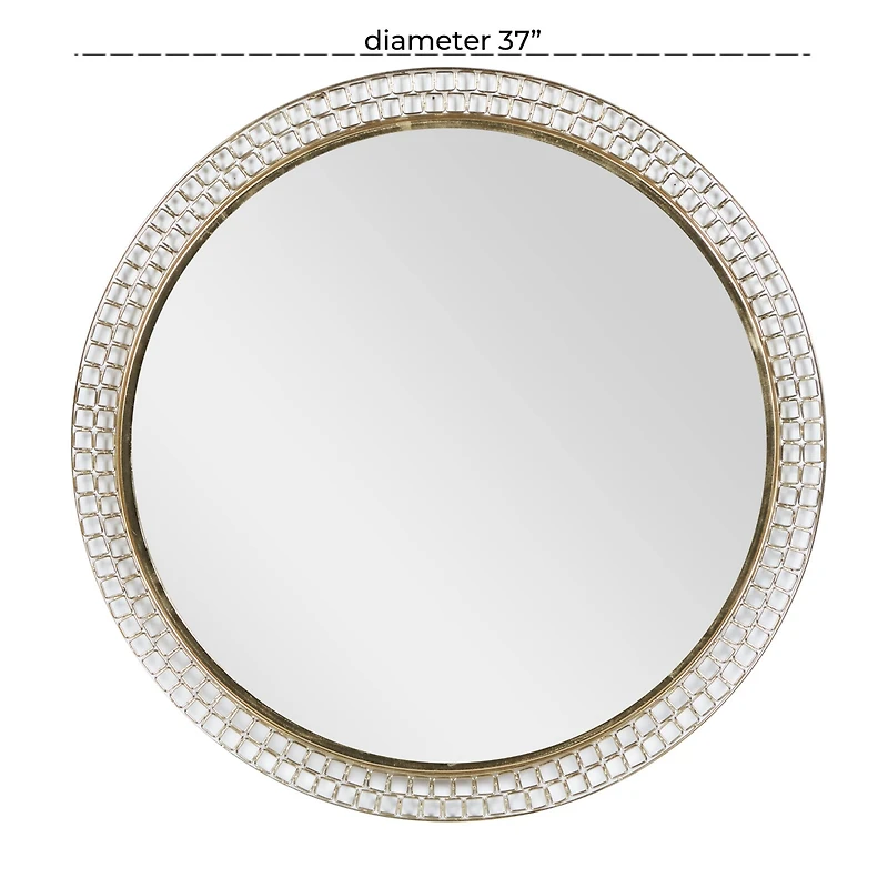 37" Gold Metal Contemporary Round Wall Mirror