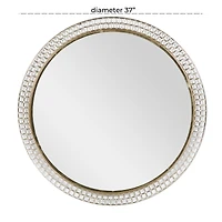 37" Gold Metal Contemporary Round Wall Mirror