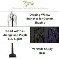 4ft. Orange & Purple LED Pre-Lit Halloween Black Willow Artificial Fall Tree