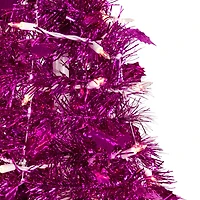 6ft. Pre-Lit Pink Tinsel Pop-Up Artificial Christmas Tree, Clear Lights