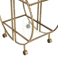 Hello Honey® Modern Hammered Brass Round Bar Cart