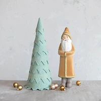 Hello Honey® Mint Green Layered Wool Felt Tree Set with Gold Metallic Stitching