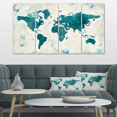 Designart - Discover the World Map in Blue