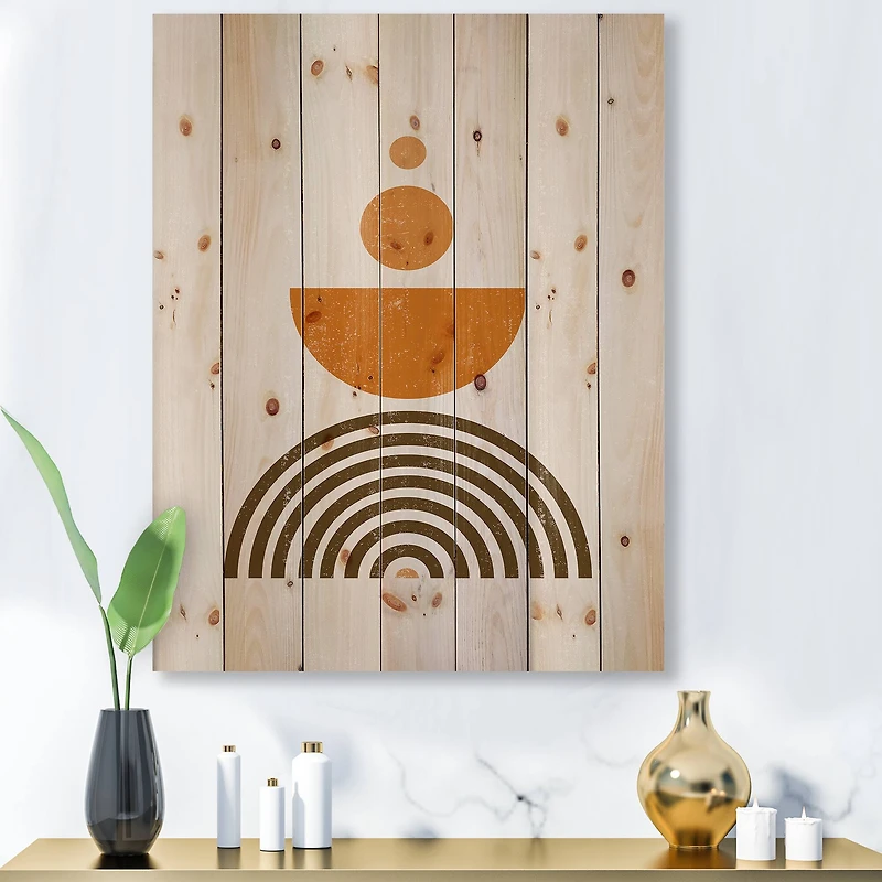 Designart - Abstract Rainbow Sun and Moon In Earth Tones V