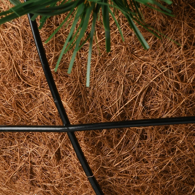 20" Tiffany Fir Hanging Basket With Warm White LED Battery Lights