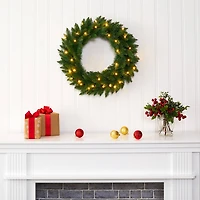 24" LED Green Pine Artificial Christmas Wreath
