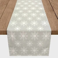 Neutral Snow Flakes 16x72 Poly Twill Table Runner