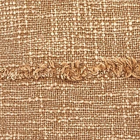 Hello Honey® 18" Beige Stonewashed Woven Cotton Slub Pillow with Pom Pom Trim & Fringe
