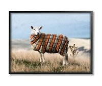 Stupell Industries Sweater Weather Sheep Animal Farm Plaid Framed Wall Art