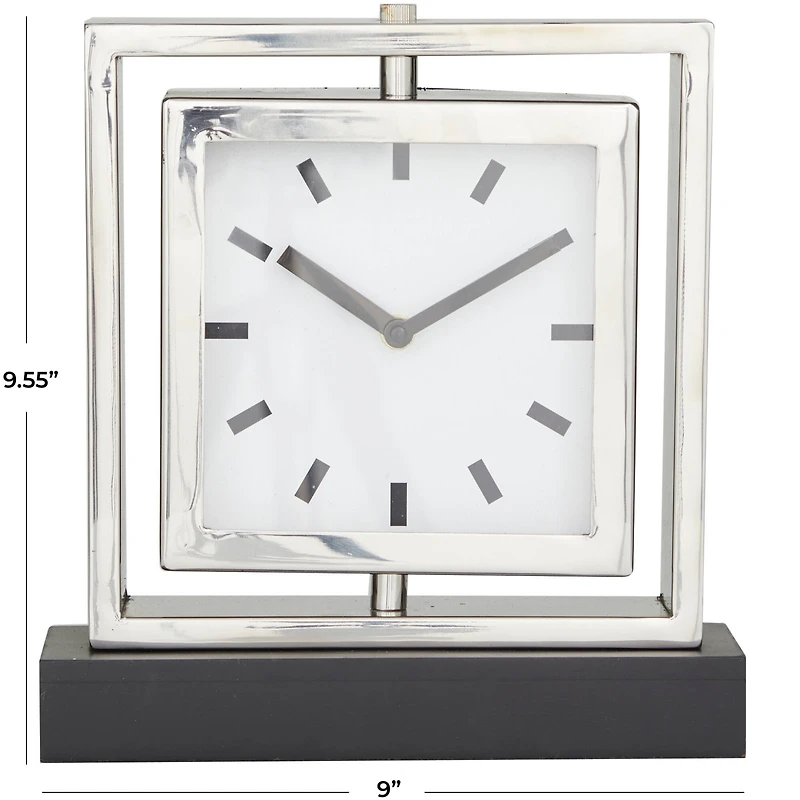 Silver Stainless Steel Glam Clock, 9" x 3" x 10"