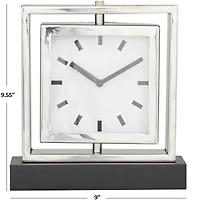 Silver Stainless Steel Glam Clock, 9" x 3" x 10"