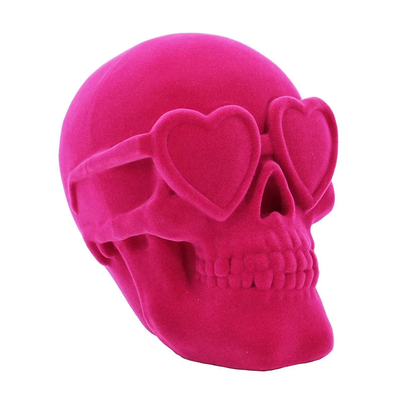 6.5" Hot Pink Flocked Skull Tabletop Décor by Ashland®