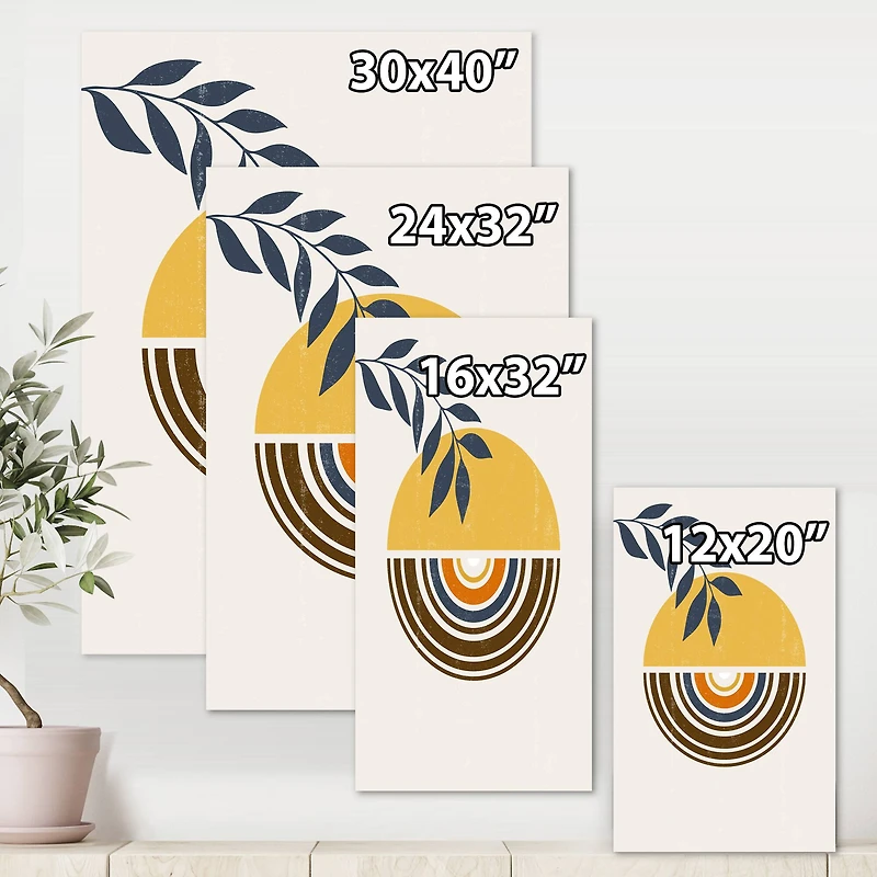 Designart - Abstract Sun Moon Leaves III