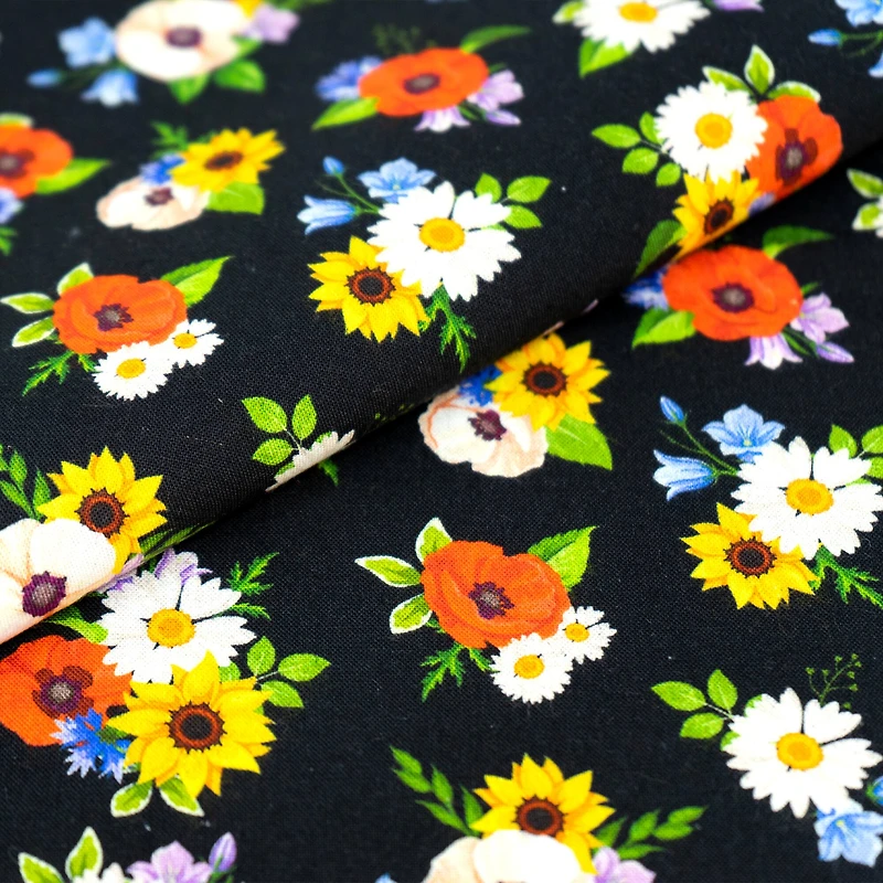 SINGER Ambesonne Poppy and Daisy Cotton Fabric