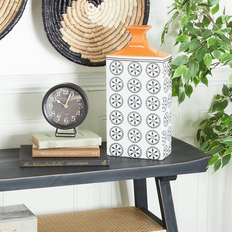 White Stoneware Transitional Vase, 17" x 9" x 7"