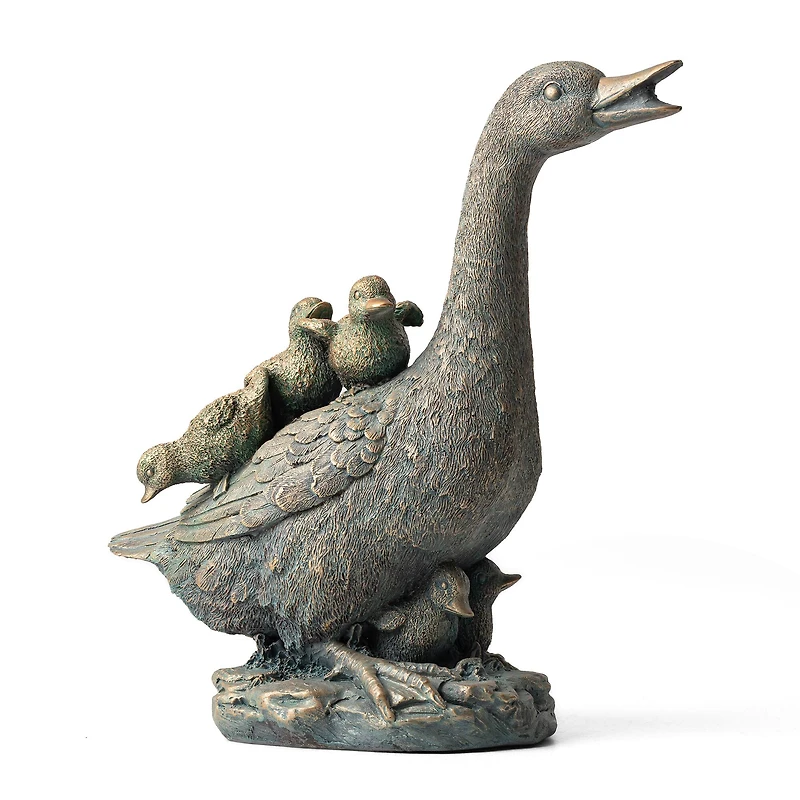 Glitzhome® 15" Faux Bronze Duck Garden Statue